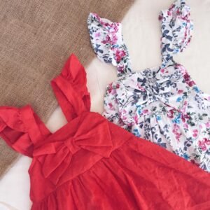 Vestido con Moño. En color Blanco, Rojo o Estampado.