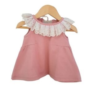 Vestido Corto con Cuello de Broderie