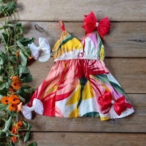 Vestido de Fibrana Estampado Beba y Nena