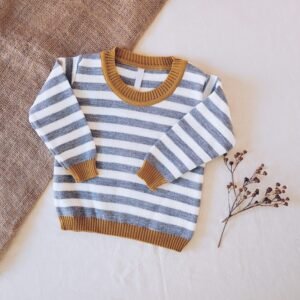 Pullover a Rayas Gris y Mostaza