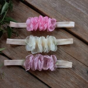 Vincha de Elástico con Flores de Tela