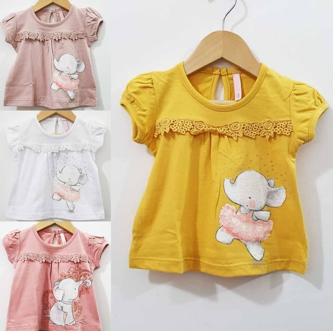 Remera Manga Corta con Estampa y Brodery.