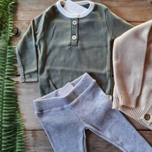 Body de Manga Larga Verde Militar