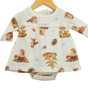 Vestido de Algodón Estampado Manga Larga