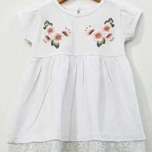 Vestido de Beba Blanco con Flores Bordadas