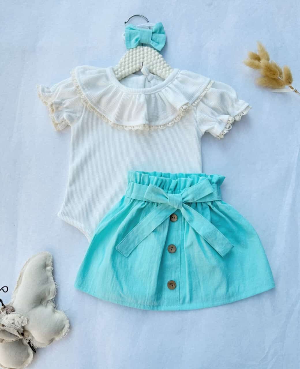 pollera tusor turquesa