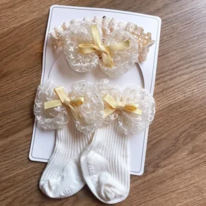 Set Medias Moñito Manteca