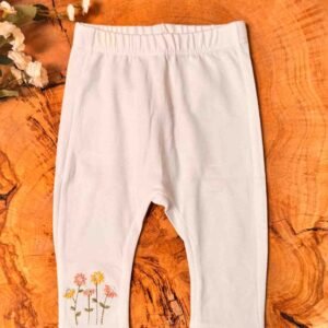 Calza de Algodón Flores Bordadas